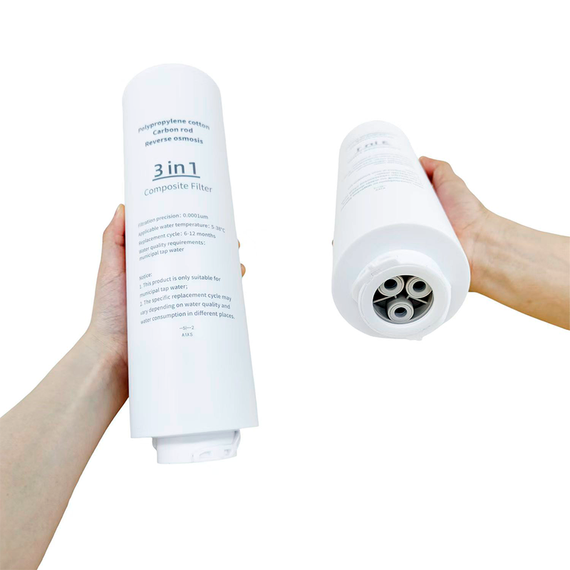 Home Roast 3-i-1 kompositfilter til Premium Vandrenser med PP-bomuld, aktivt kul og RO-membran for effektiv vandfiltrering.